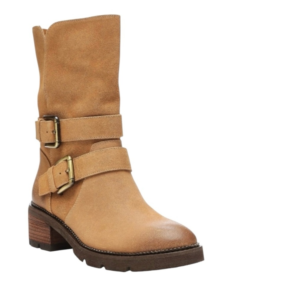 Donald Pliner harness Sarayawx Boots Sz 10 waxed suede wear three ways leather